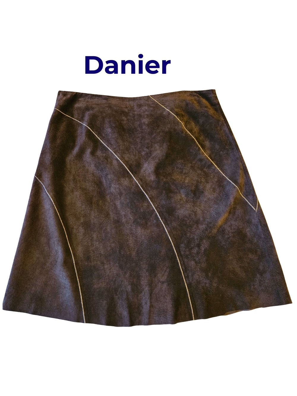 🍂Danier Dark Brown Suede Curved-Seam A-Line Skirt | Made In 🍁